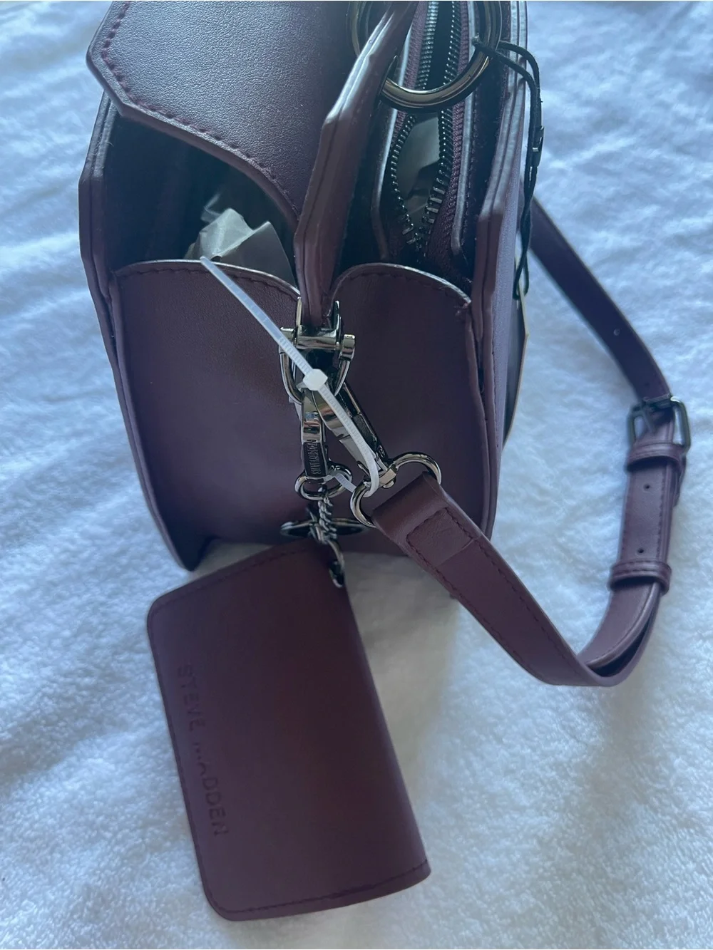 Steve Madden Plum Structured Top-Handle Satchel